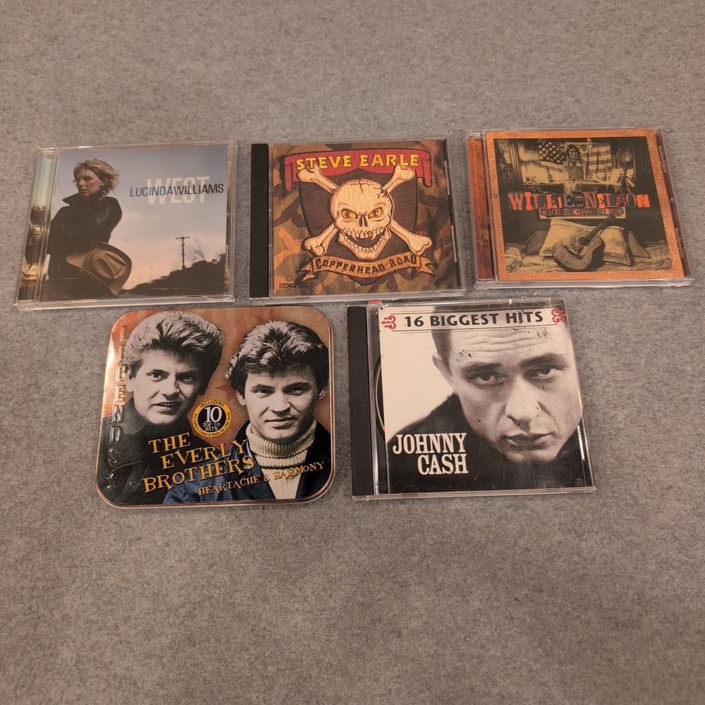 Outlaw Country CD Lot Johnny Cash Willie Nelson Steve Earle Lucinda Williams 5pk - Picture 1 of 2